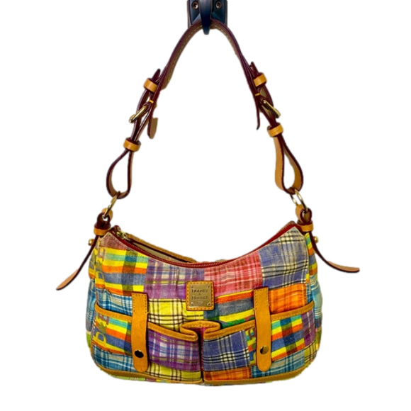 Dooney & Bourke Handbags - Dooney & Bourke Safari Picnic Madrid Plaid Patchwork Pattern Hobo Shoulder Bag